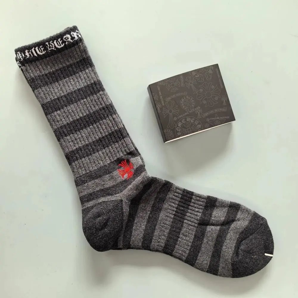 Chrome Hearts Socks Gothic Cross and Lips Patterned Crew — Style 13