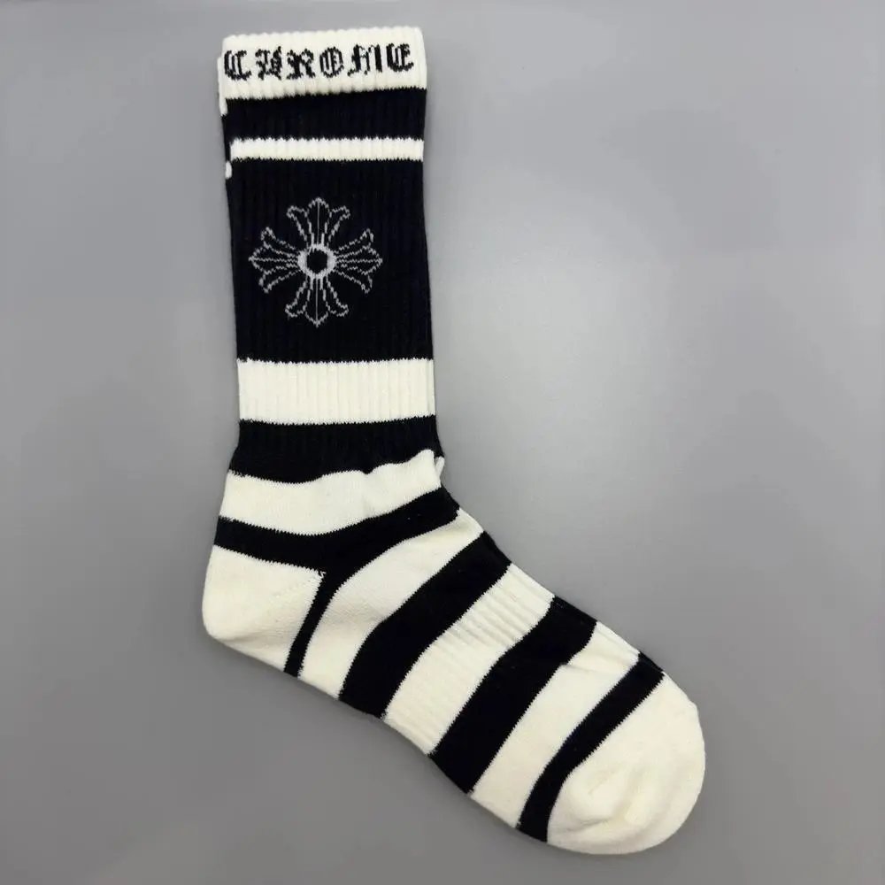Chrome Hearts Socks Gothic Cross and Lips Patterned Crew — Style 21