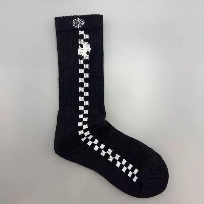 Chrome Hearts Socks Gothic Cross and Lips Patterned Crew — Style 29