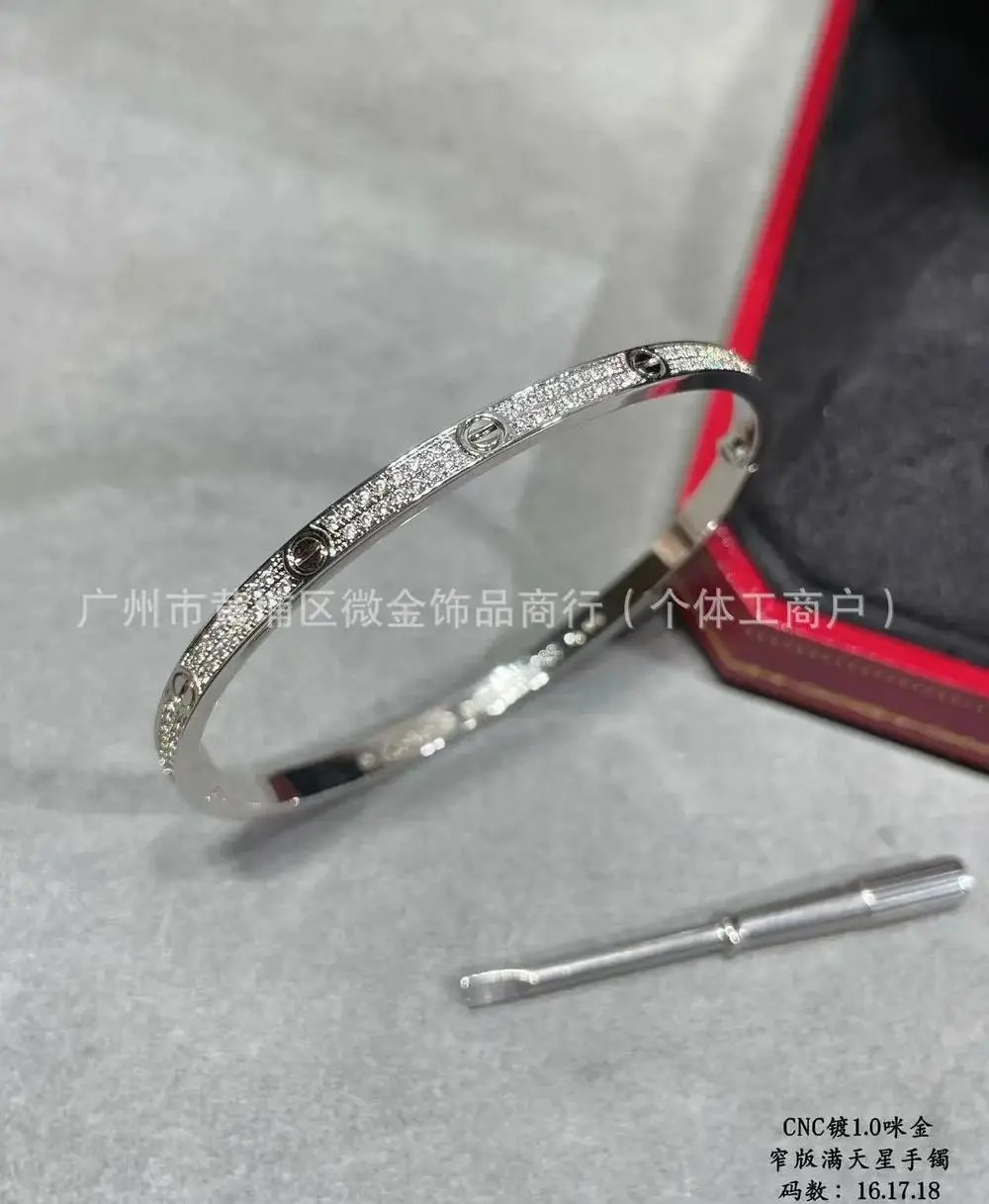Unbranded Jewelry Screw-Motif Crystal Bangle Bracelet — Style 10