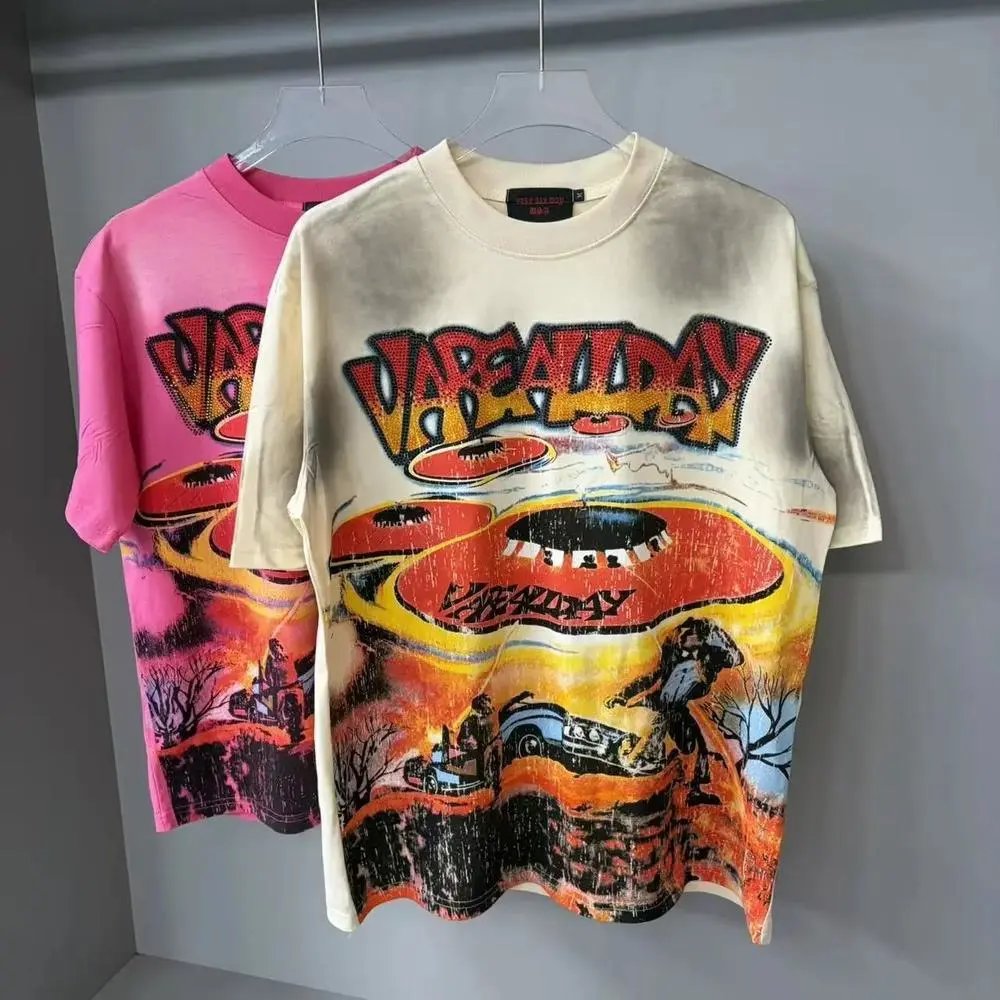 VARE ALL DAY T-Shirts Oversized Graphic Print Short-Sleeve T-Shirt image 3