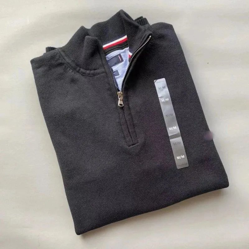 Unbranded Knitwear Half-Zip Mock-Neck Knit Sweater with Striped Collar Trim image 2