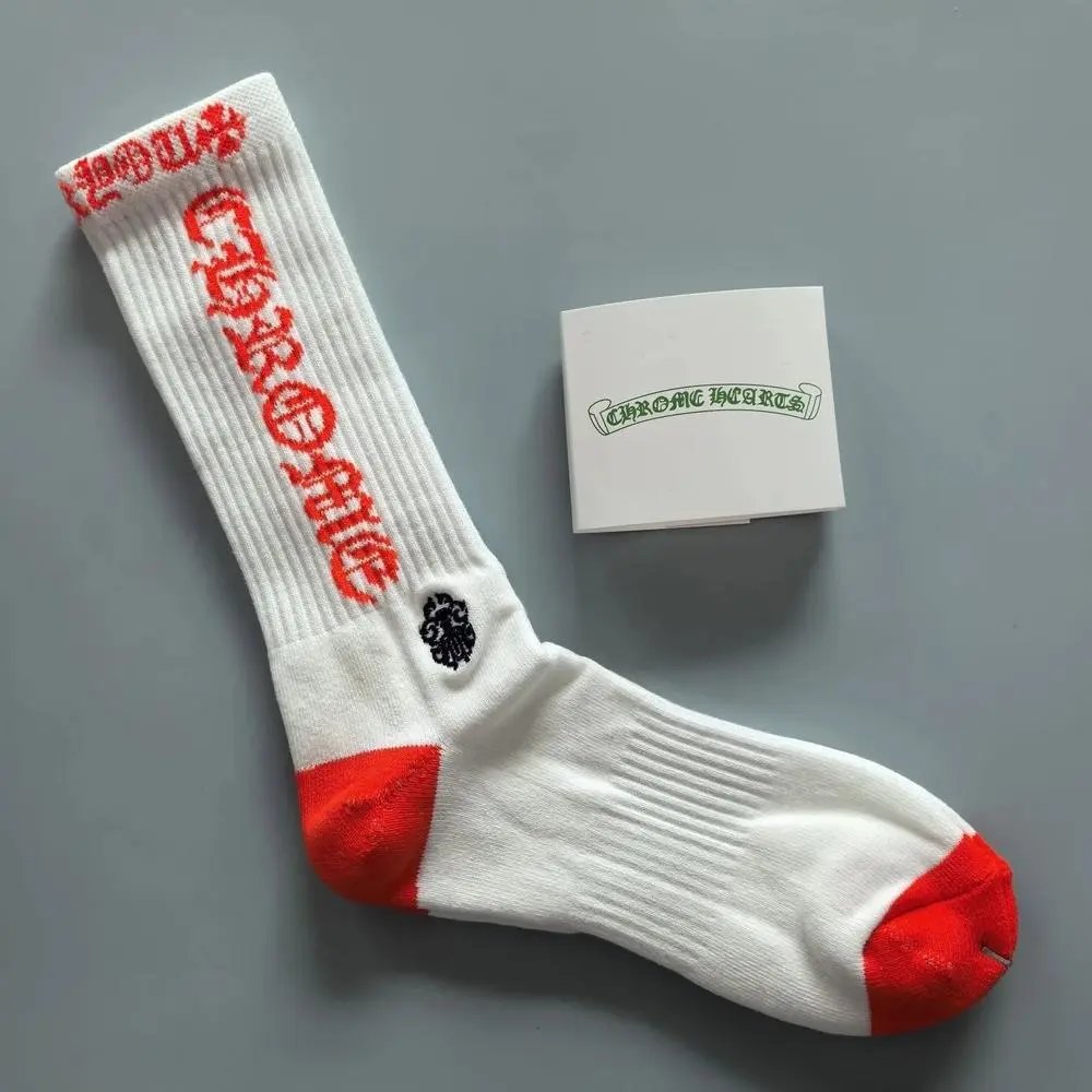 Chrome Hearts Socks Gothic Cross and Lips Patterned Crew — Style 10