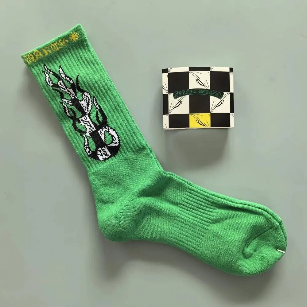 Chrome Hearts Socks Gothic Cross and Lips Patterned Crew — Style 18