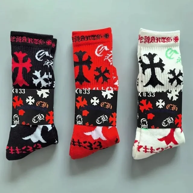 Chrome Hearts Socks Gothic Cross and Lips Patterned Crew product detail image 3