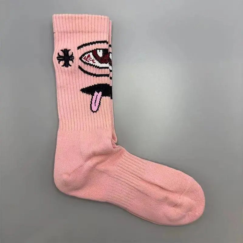 Chrome Hearts Socks Gothic Cross and Lips Patterned Crew — Style 34