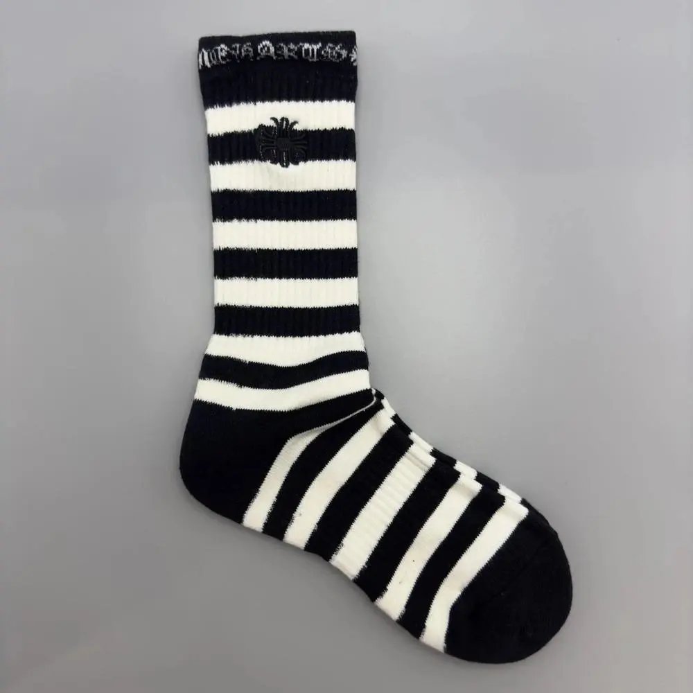 Chrome Hearts Socks Gothic Cross and Lips Patterned Crew — Style 22