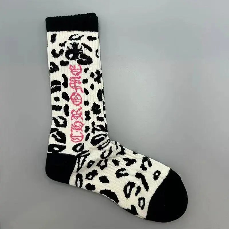 Chrome Hearts Socks Gothic Cross and Lips Patterned Crew — Style 30