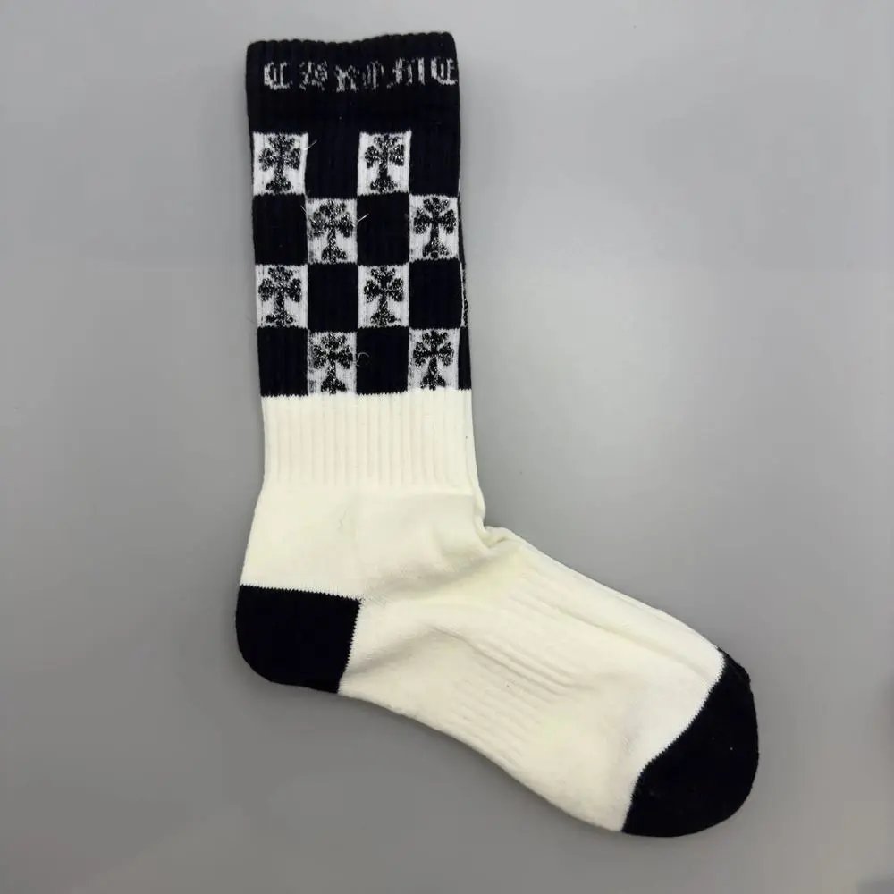 Chrome Hearts Socks Gothic Cross and Lips Patterned Crew — Style 38