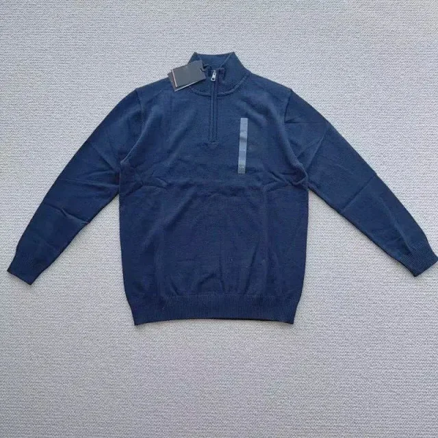Unbranded Knitwear Half-Zip Mock-Neck Knit Sweater with Striped Collar Trim product detail image 4