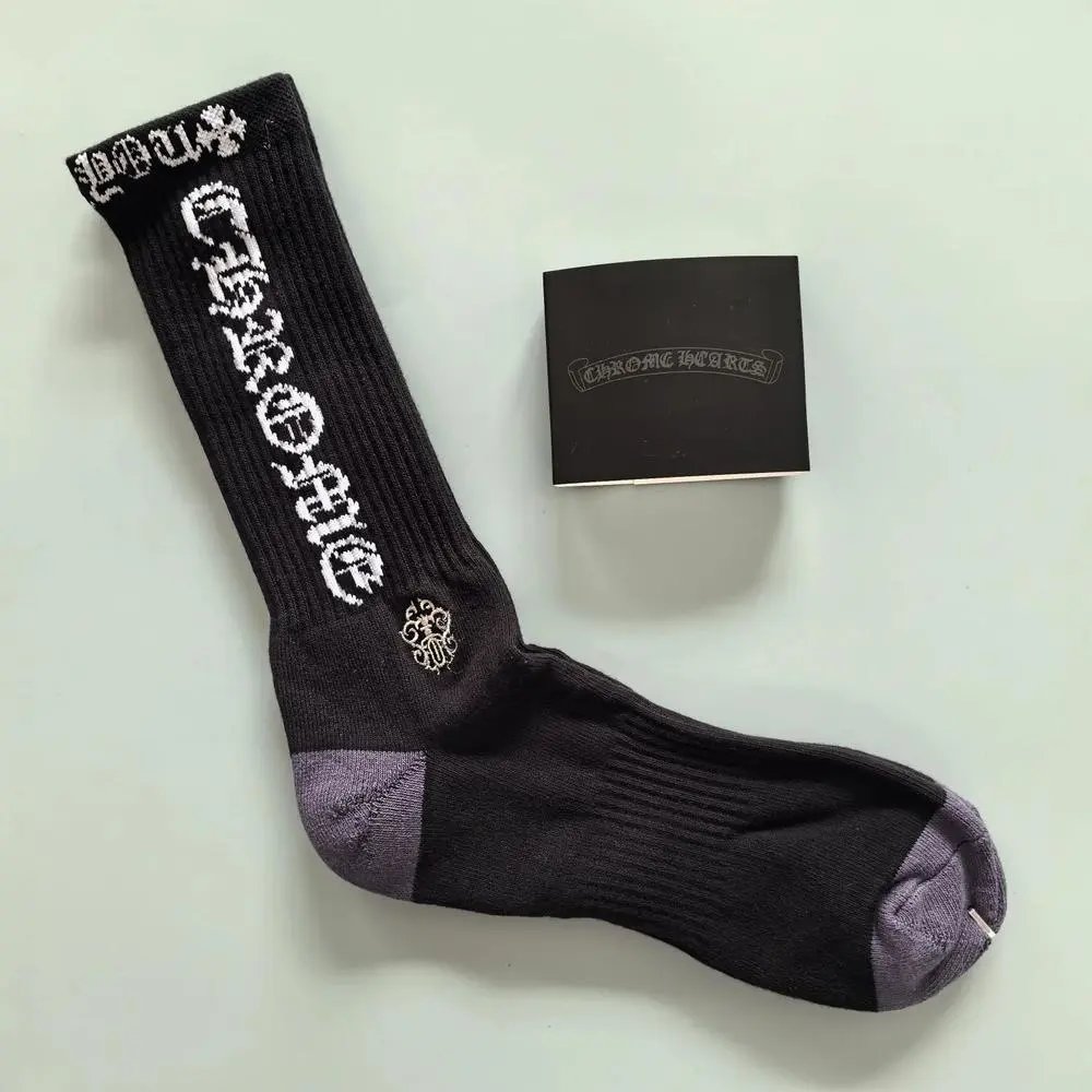 Chrome Hearts Socks Gothic Cross and Lips Patterned Crew — Style 8