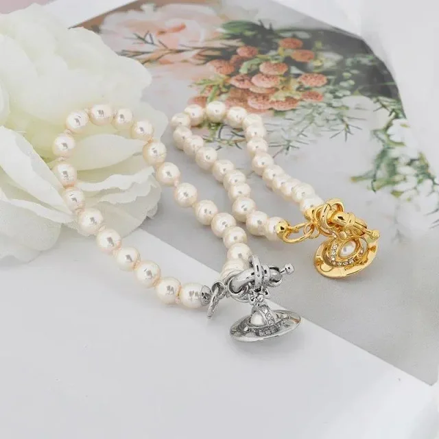 Vivienne Westwood Jewelry Pearl-Bead Orb Charm Necklace and Bracelet Set product detail image 3