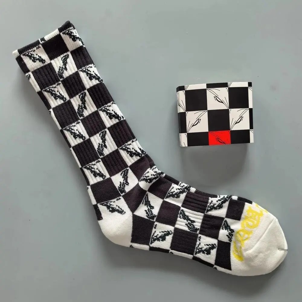 Chrome Hearts Socks Gothic Cross and Lips Patterned Crew — Style 16