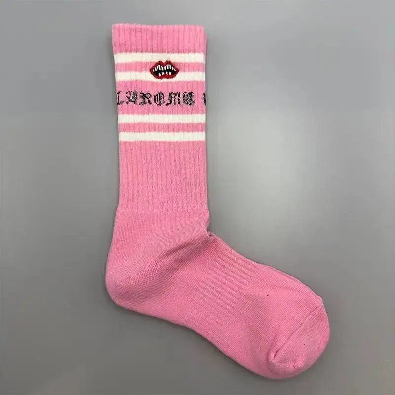Chrome Hearts Socks Gothic Cross and Lips Patterned Crew — Style 24