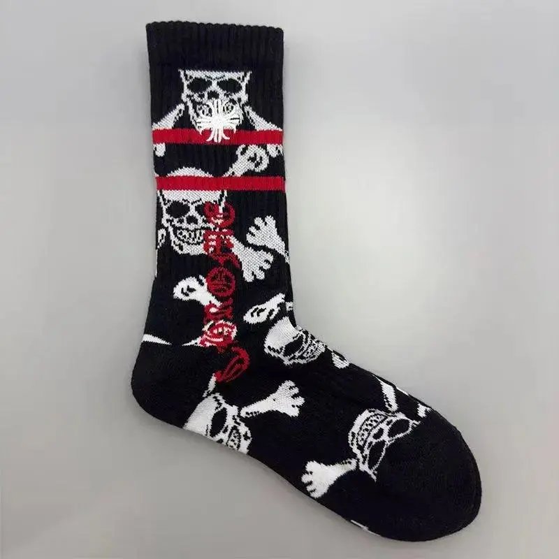 Chrome Hearts Socks Gothic Cross and Lips Patterned Crew — Style 32