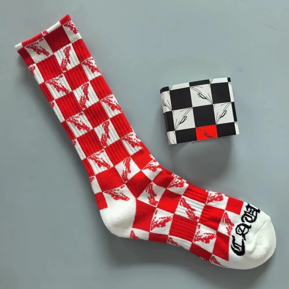 Chrome Hearts Socks Gothic Cross and Lips Patterned Crew — Style 15