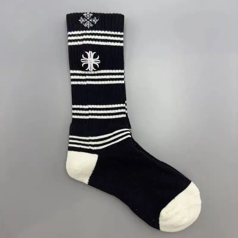 Chrome Hearts Socks Gothic Cross and Lips Patterned Crew — Style 40