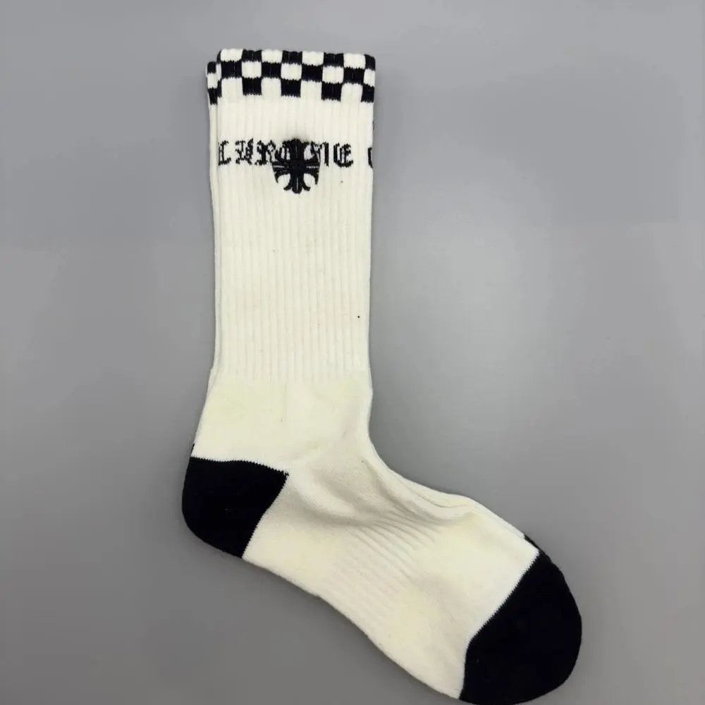 Chrome Hearts Socks Gothic Cross and Lips Patterned Crew — Style 23
