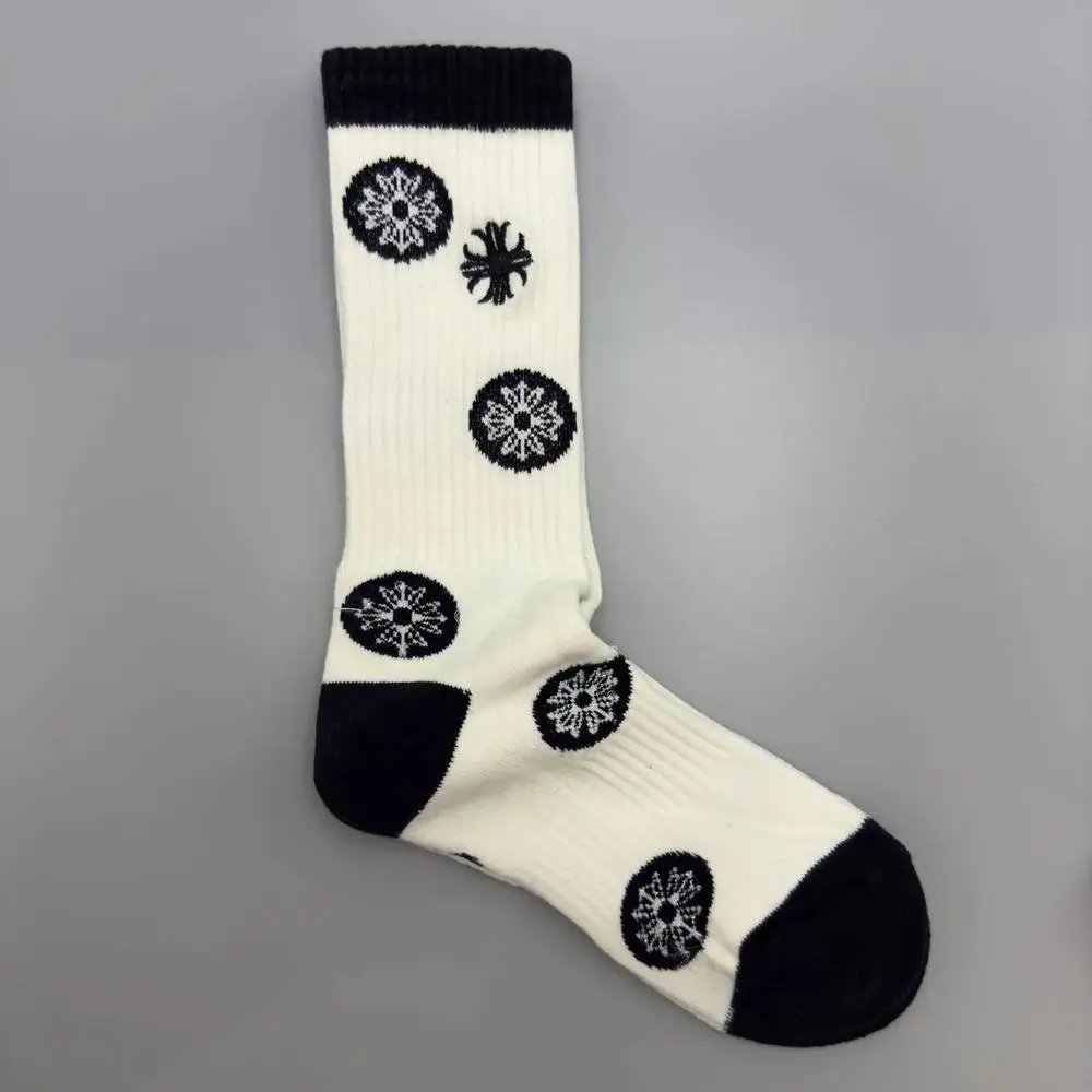 Chrome Hearts Socks Gothic Cross and Lips Patterned Crew — Style 31