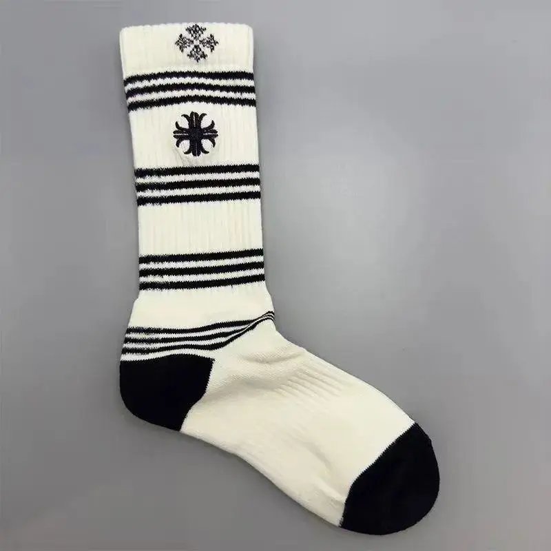 Chrome Hearts Socks Gothic Cross and Lips Patterned Crew — Style 39