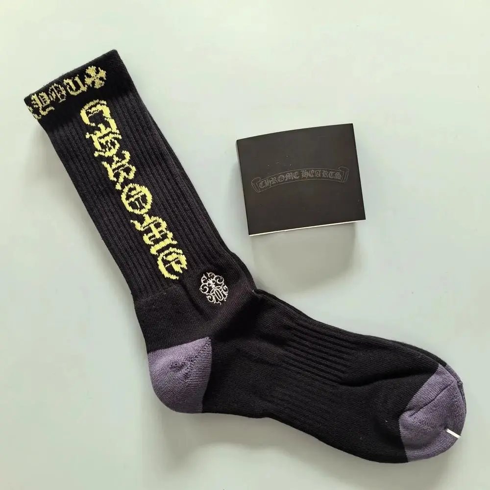 Chrome Hearts Socks Gothic Cross and Lips Patterned Crew — Style 11