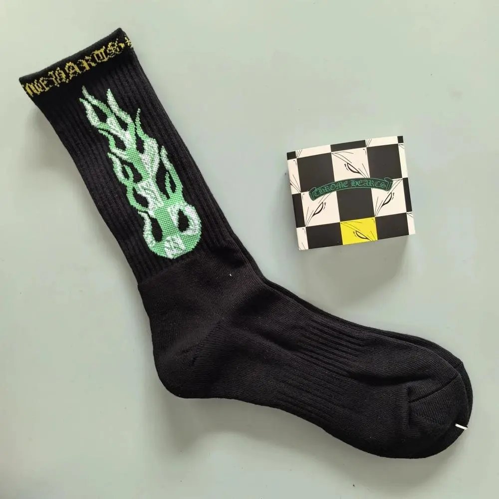 Chrome Hearts Socks Gothic Cross and Lips Patterned Crew — Style 19