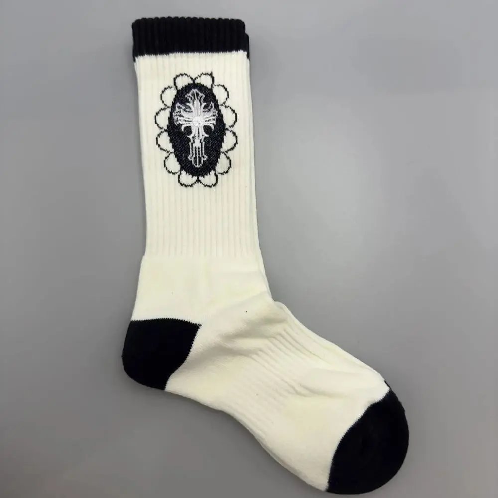 Chrome Hearts Socks Gothic Cross and Lips Patterned Crew — Style 27