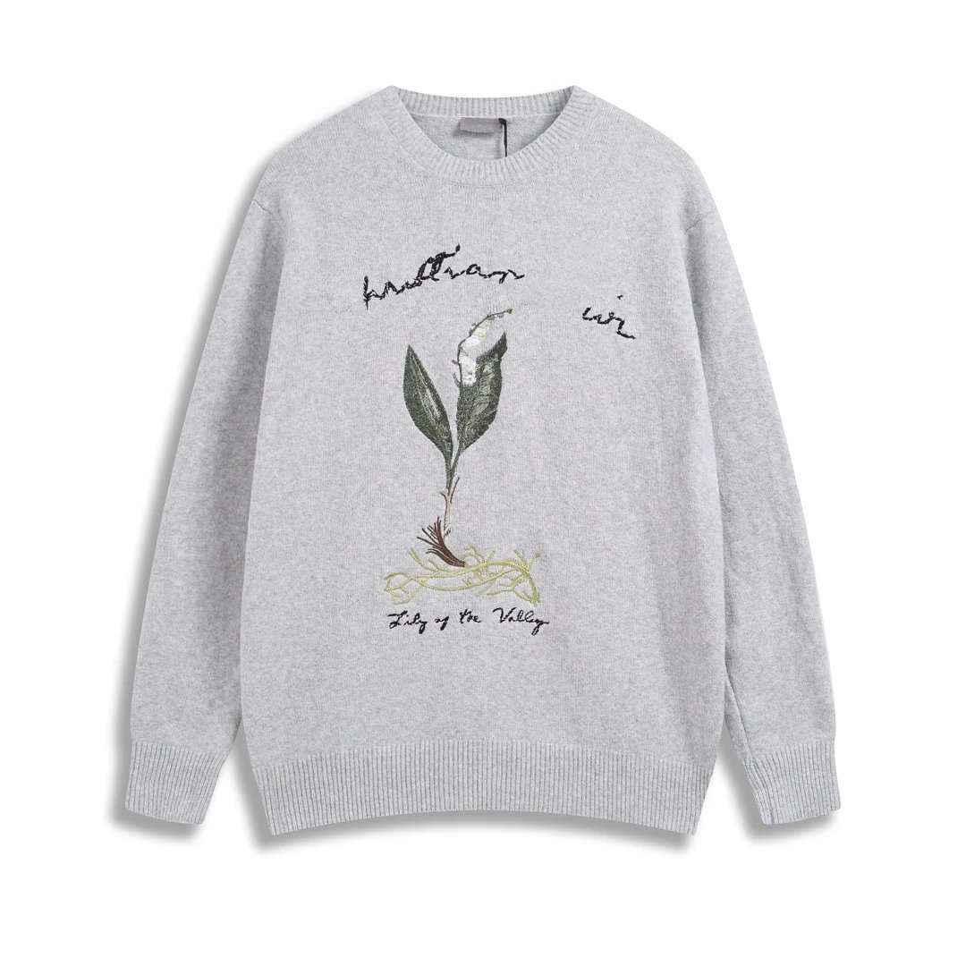 Burberry Lily of the Valley Embroidered Sweater Gray - 1