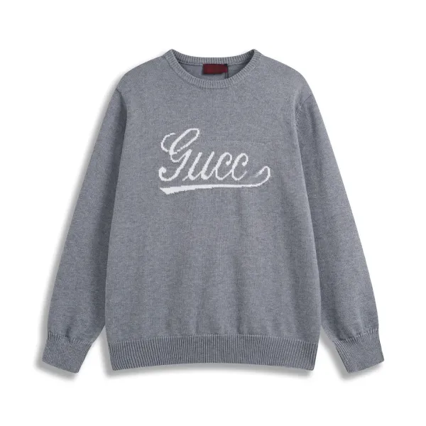 Gucci Script Logo Knit Sweater Gray - 10