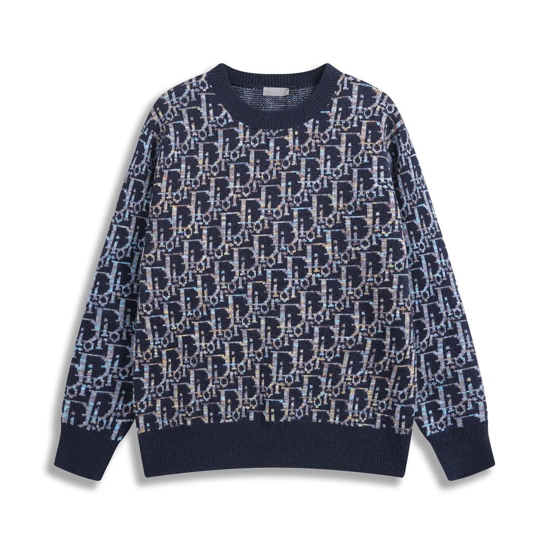 Dior Oblique Monogram Knit Sweater Navy Multicolor - 1
