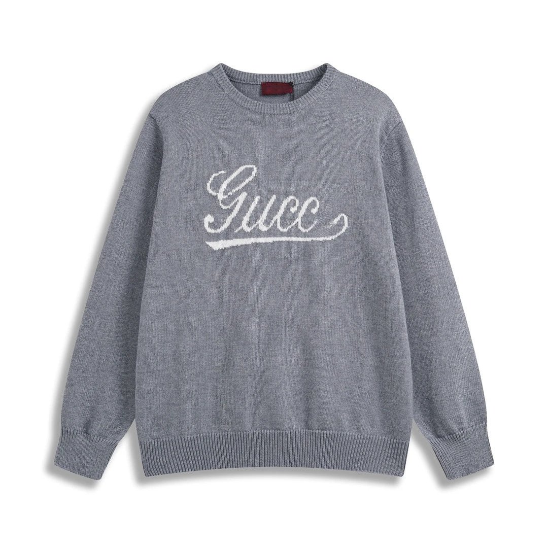 Gucci Script Logo Knit Sweater Gray - 1