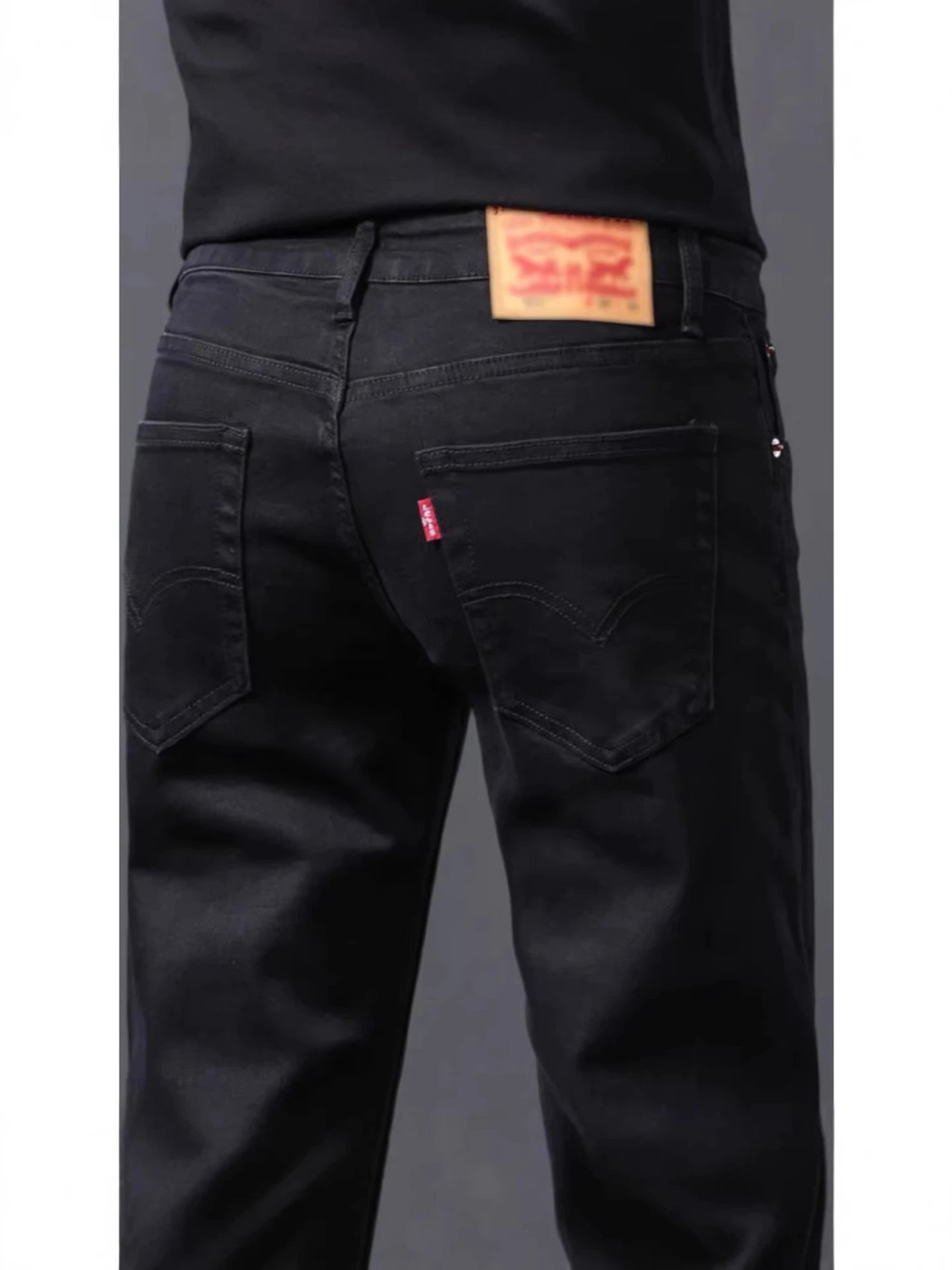 Uruslvs501 jeans men's autumn and winter business straight leg elastic casual blue and black long pants