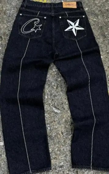 Cross-border devil’s island jeans star embroiderjacket high street retro distressed shorts half length pants trendy