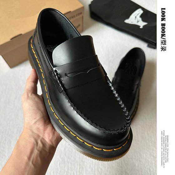 Loafers men and women couple Penton cowhide single shoes casual small leather shoes JK shoes