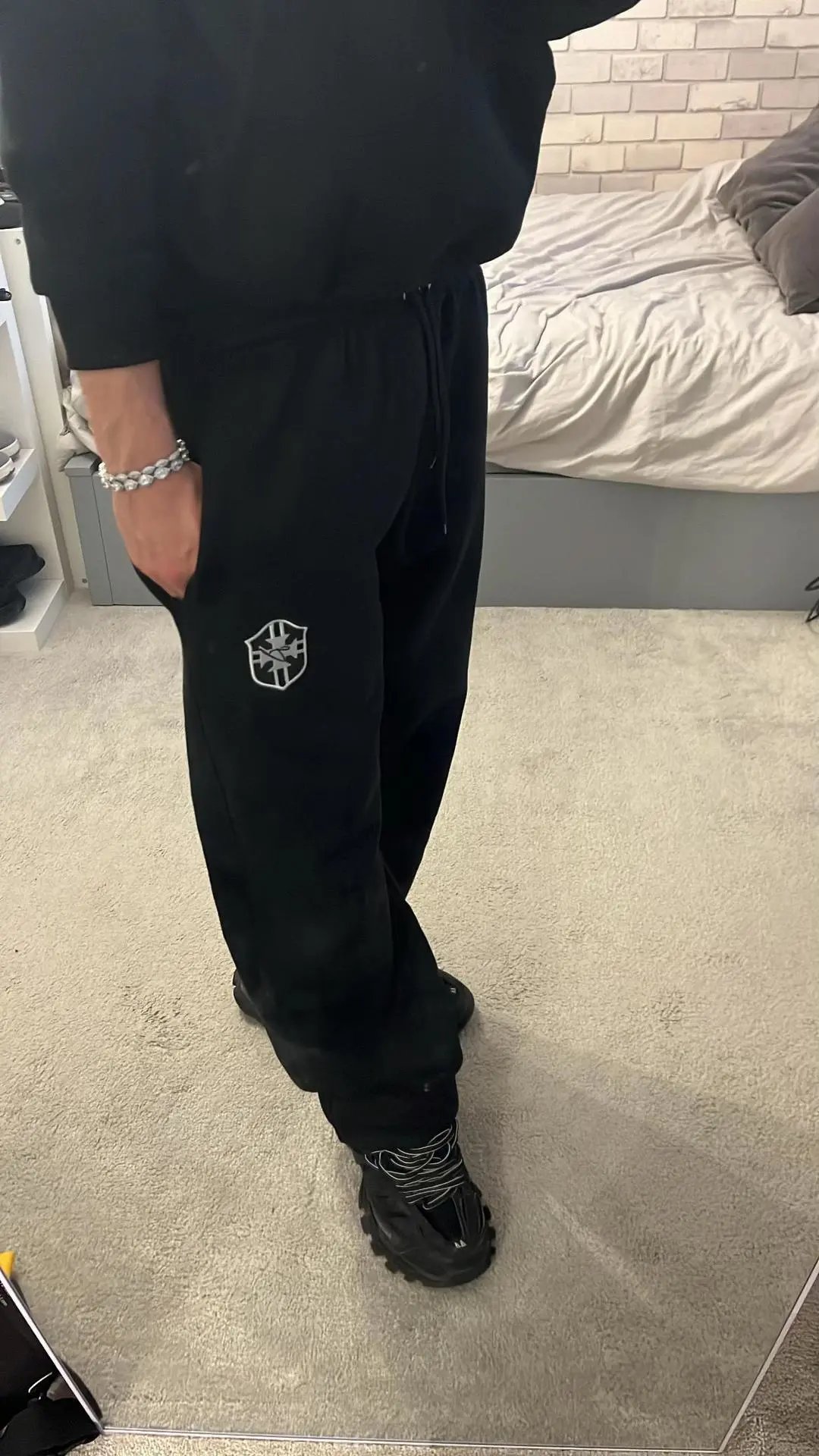 Black Embroidered Pants (High Quality)