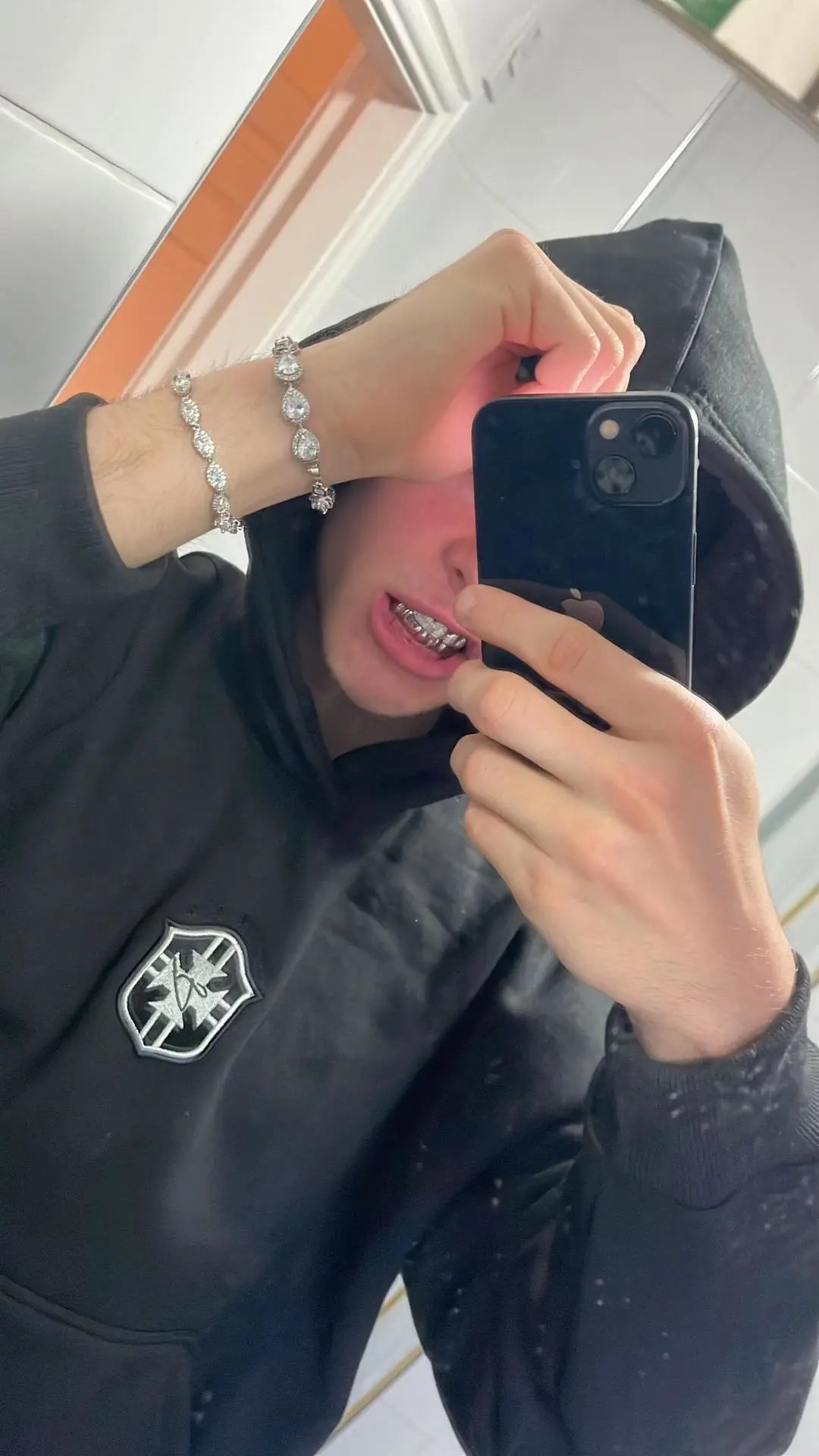 Black Embroidered Hoodie (High Quality)