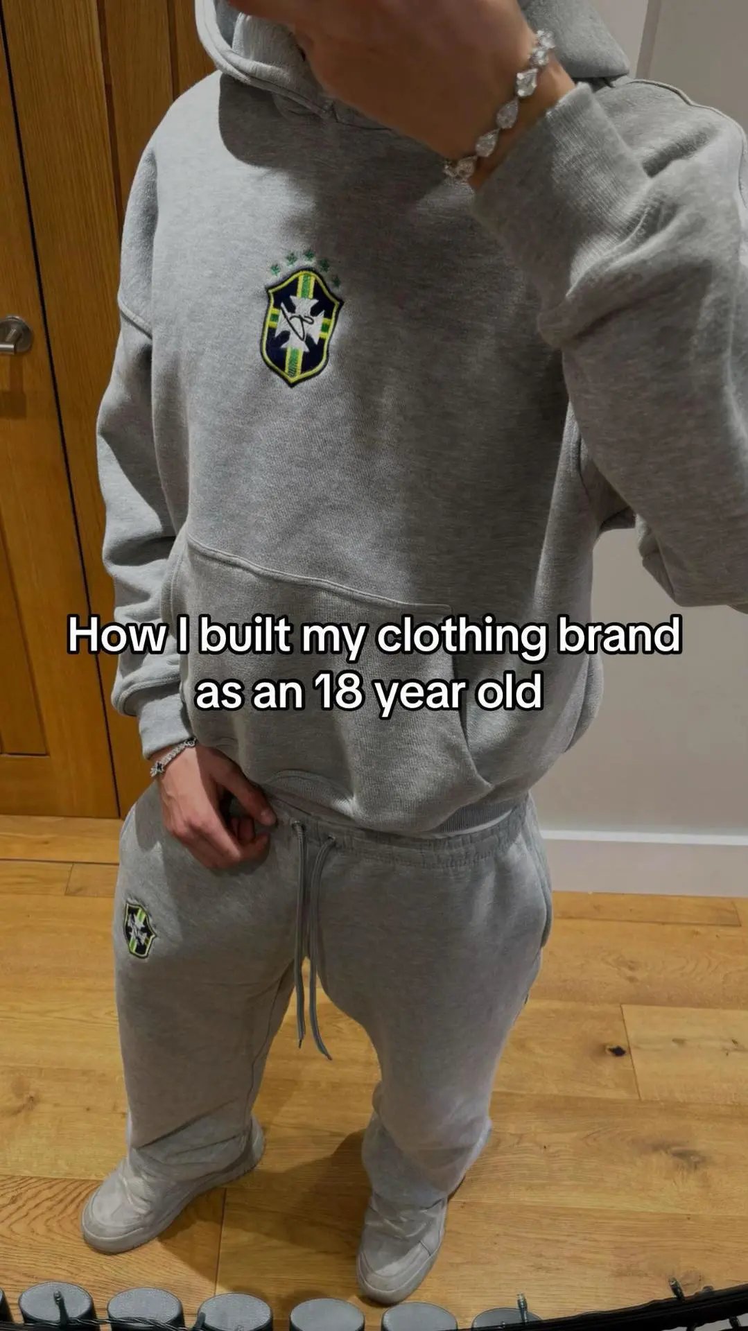 Gray Embroidered Hoodie (High Quality)