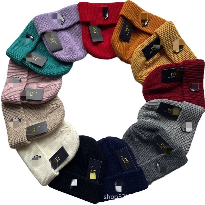 Hat fall and winter men's knitted cap casual sports tide wool cap pony embroidery peplum cold cap thickened warm cap