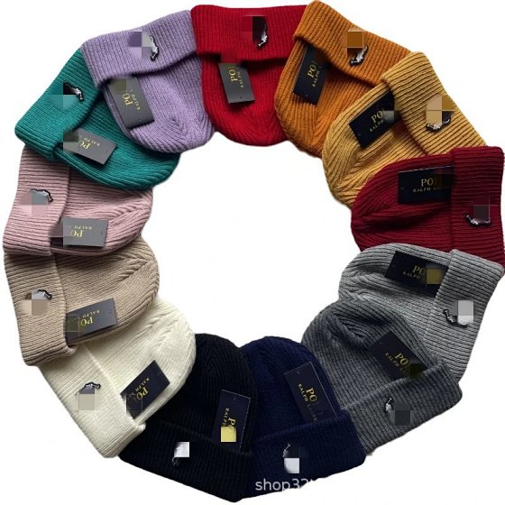 Hat fall and winter men's knitted cap casual sports tide wool cap pony embroidery peplum cold cap thickened warm cap