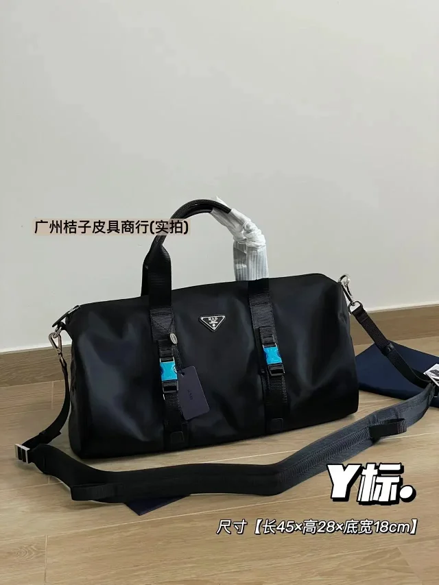 Prada Travel Bags Nylon duffel bag with triangle logo plaque product detail image 1