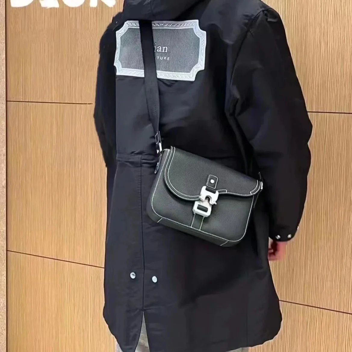 Dior Saddle Bag Black Grained Leather Crossbody Bag - 2