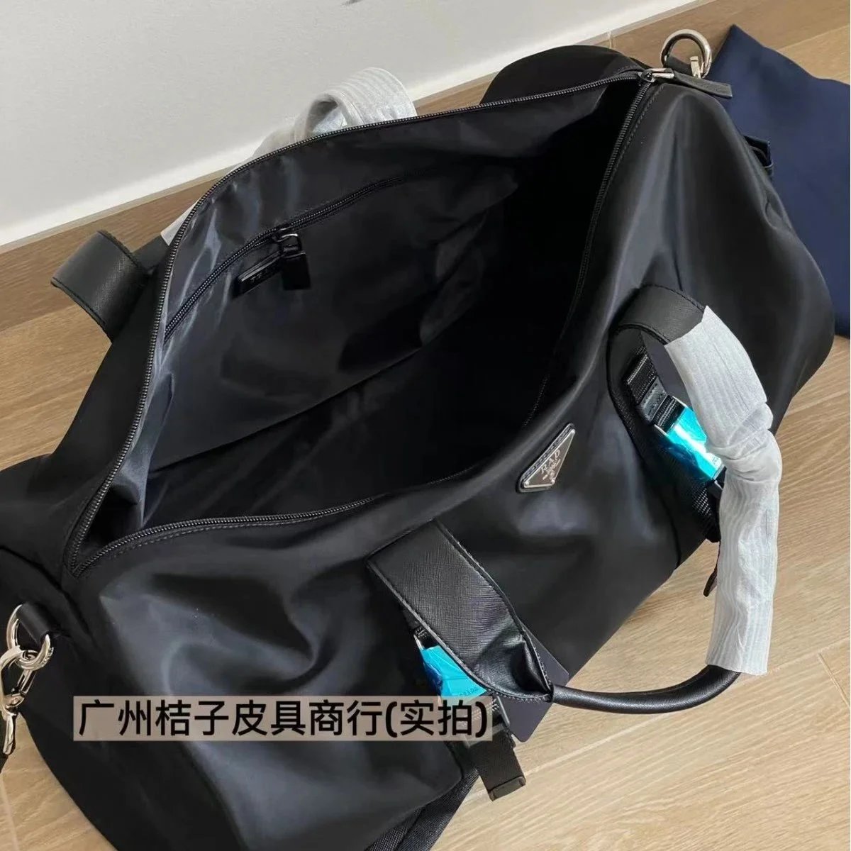 Prada Black Nylon and Saffiano Leather Duffle Bag product photo 3