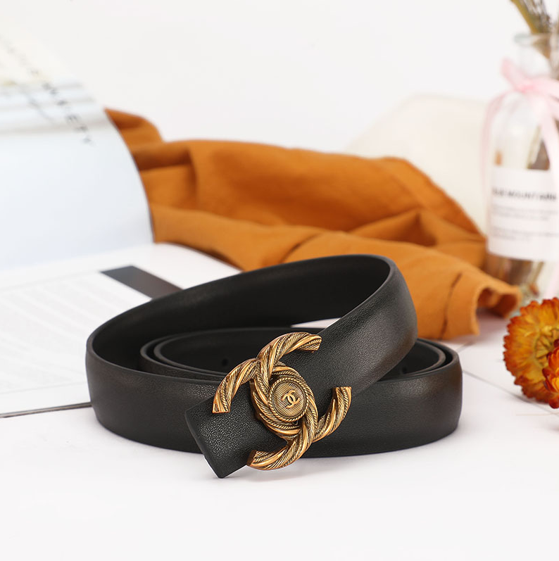 Chanel Belts Interlocking CC buckle belt — A- 4 black