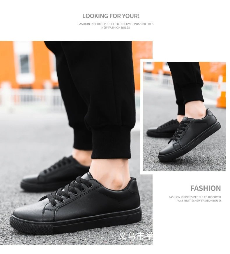 Design Classic Low-Top Black Leather Sneakers - 12