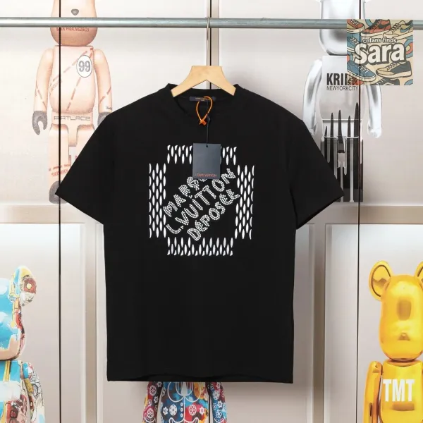 Design Embroidered Monster Fish Graphic T-Shirt Black - 6
