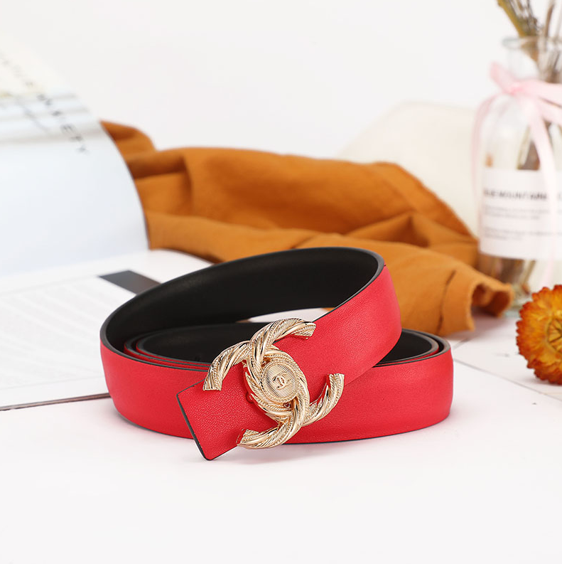 Chanel Belts Interlocking CC buckle belt — E-6 red