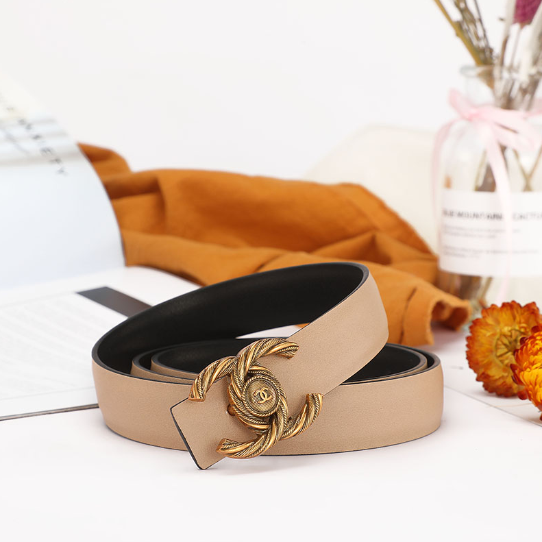 Chanel Belts Interlocking CC buckle belt — A- 5 Apricot Color