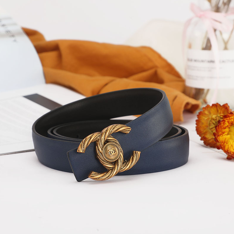 Chanel Belts Interlocking CC buckle belt — A- 6 Blue