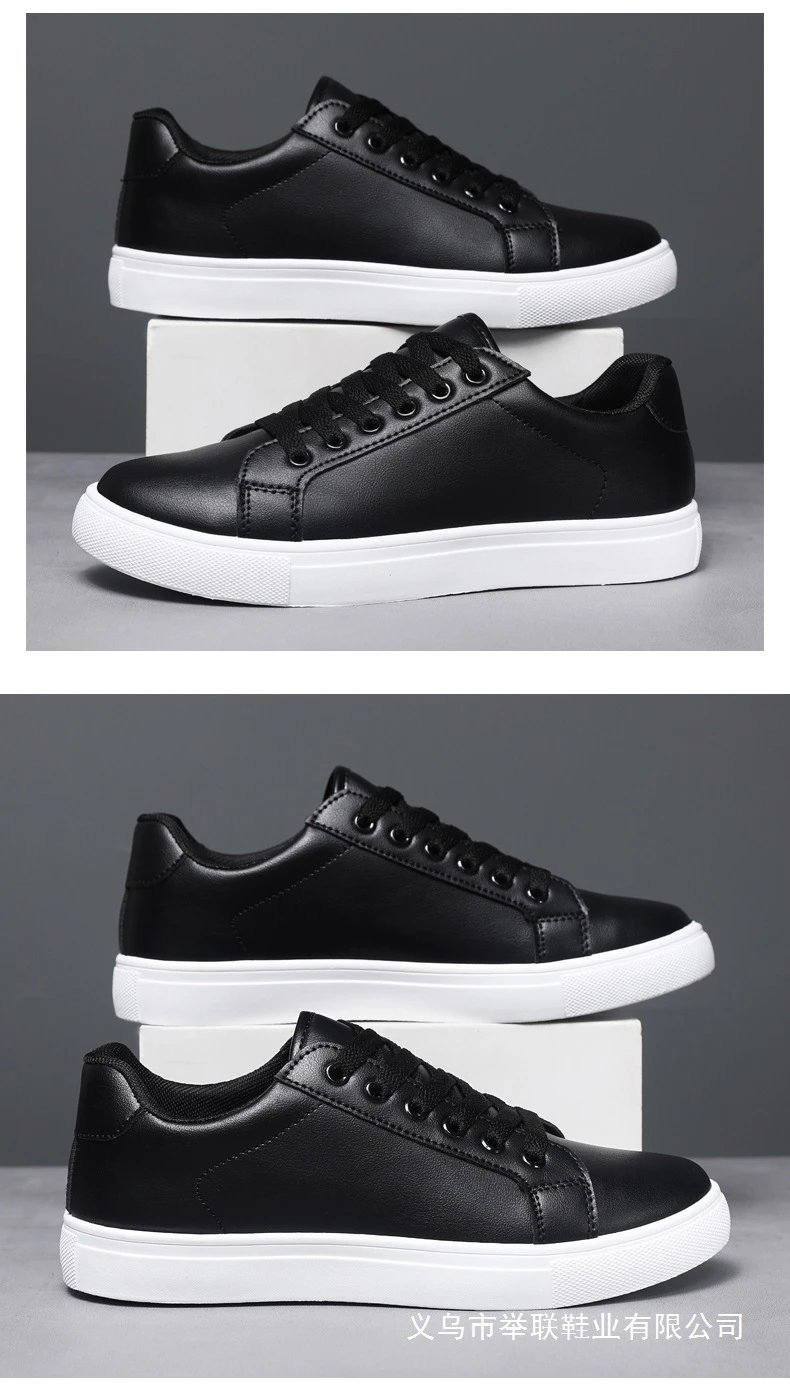 Design Classic Low-Top Black Leather Sneakers - 21