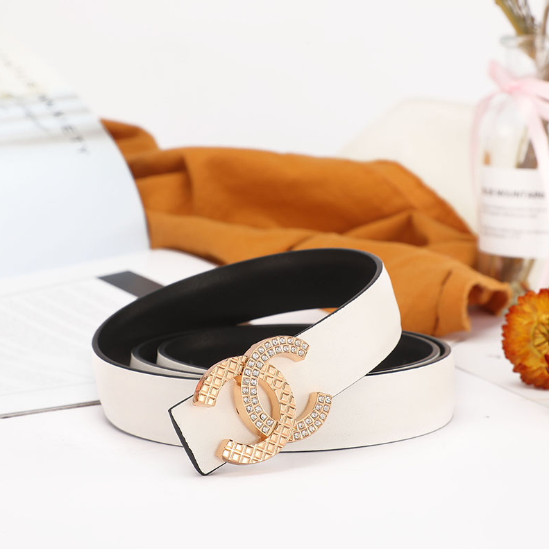 Chanel Belts Interlocking CC buckle belt — D-3 white